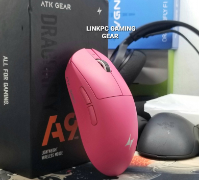 Chuột Gaming Không Dây ATK A9 Pro Max Pink Like New Fullbox 3395Ultra 8khz