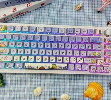 BỘ KEYCAP PUDDING SPONGEBOBGTRANSPARENT 4 CẠNH XUYÊN LED NHỰA PBT 122 PHÍM OEM PROFILE
