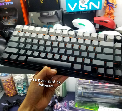 Phím cơ Rk R75 Pro Polar Black Plate FR4 - 2nd - 3 mode - QMK VIA - Hotswap - Mạch xuôi