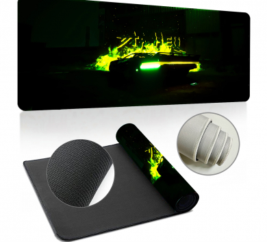 Pad chuột - deskmat size lớn 90x40 cm dày 4mm may viền - Mẫu Cypher BL005