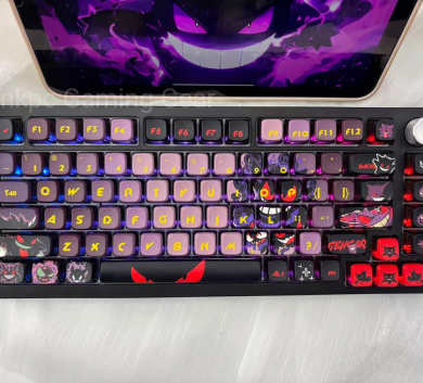 BỘ KEYCAP PUDDING GENGAR SIDE TRANSPARENT 4 CẠNH XUYÊN LED NHỰA PBT 122 PHÍM OEM PROFILE