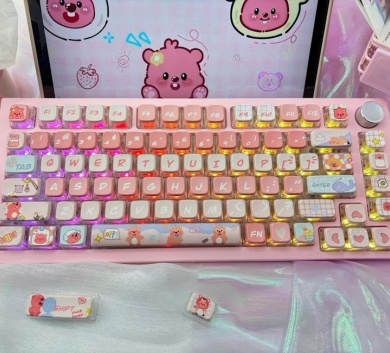BỘ KEYCAP PUDDING  LOOPY TRANSPARENT 4 CẠNH XUYÊN LED NHỰA PBT 122 PHÍM OEM PROFILE