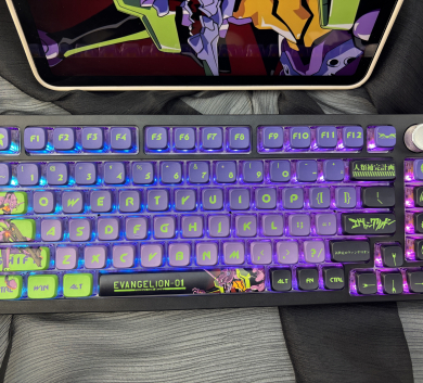 BỘ KEYCAP PUDDING EVANGELION UNIT-01 SIDE TRANSPARENT 4 CẠNH XUYÊN LED NHỰA PBT 122 PHÍM OEM PROFILE